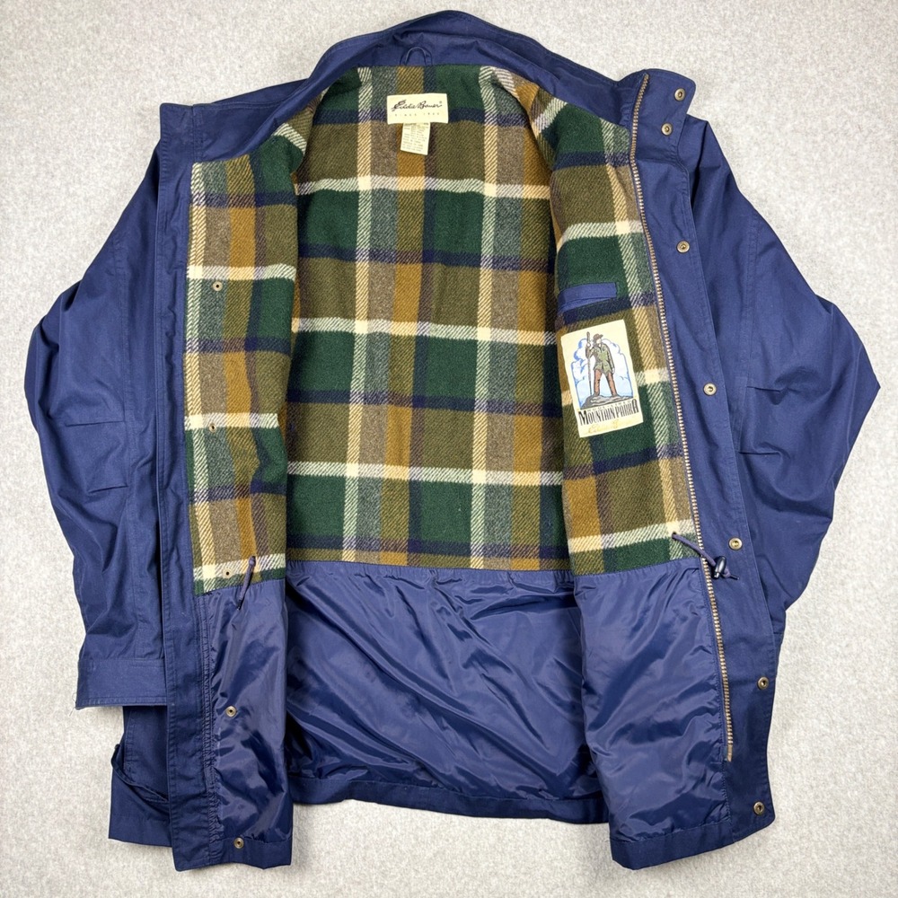 Eddie Bauer Mountain Parka Mens XXL Tall Navy Blue Wool Chore Coat Lined Jacket - Picture 7 of 9
